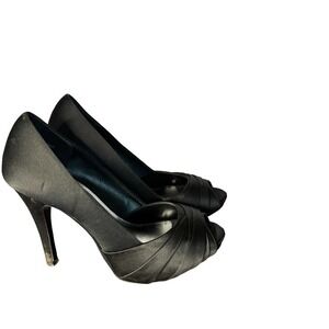 Lulu Townsend Black Satin Lt Daniell Dress Heels Size 6